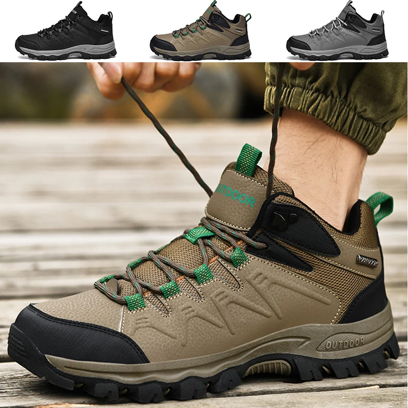 

Мужские походные ботинки, трекинговые кроссовки,кожаная походная обувь для мужчин, дышащая уличная Мужская обувь с высоким берцем, обувь для альпинизма, мужские охотничьи ботинки