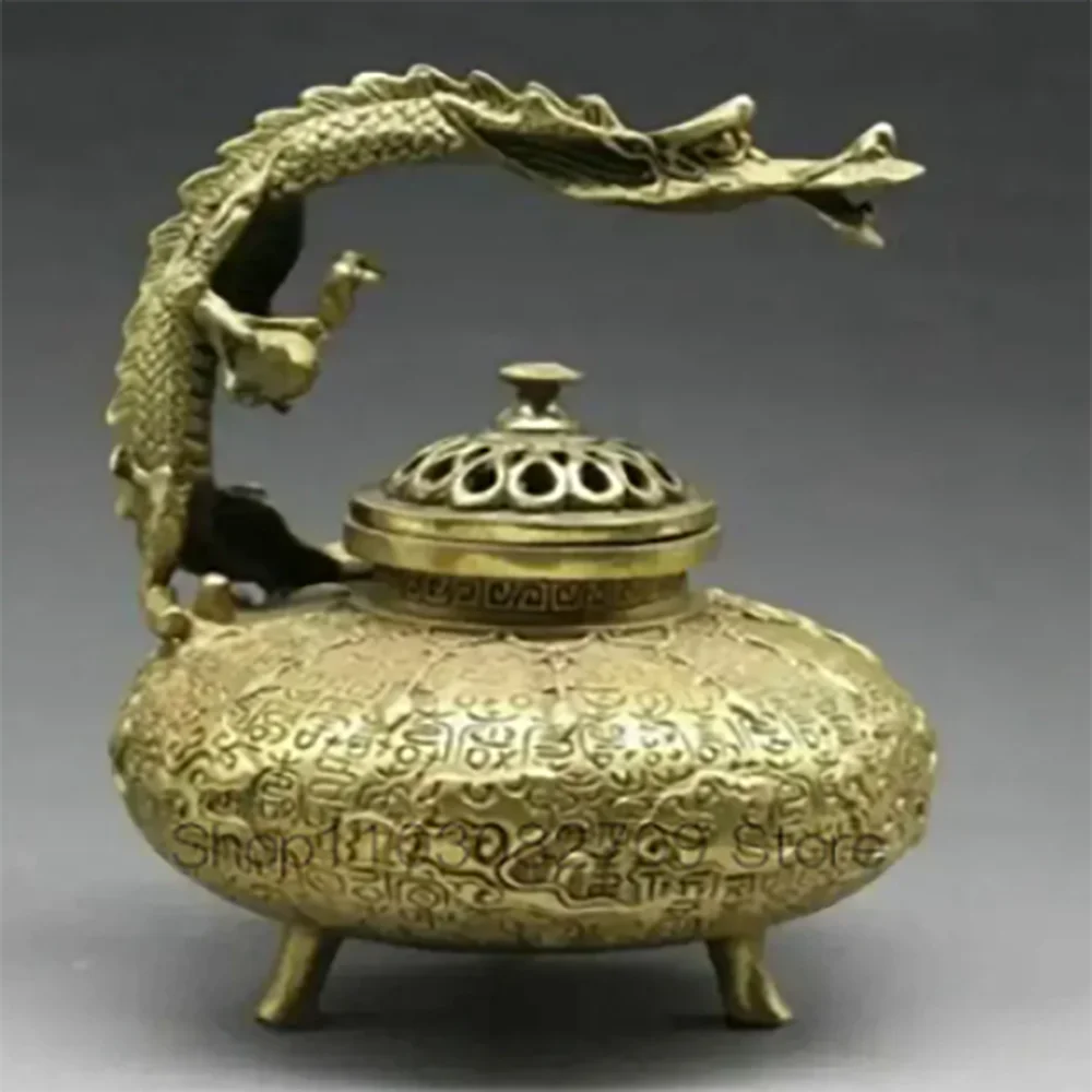 

Горелка для благовоний китайская ручная работа тибетская медная бронза резной дракон