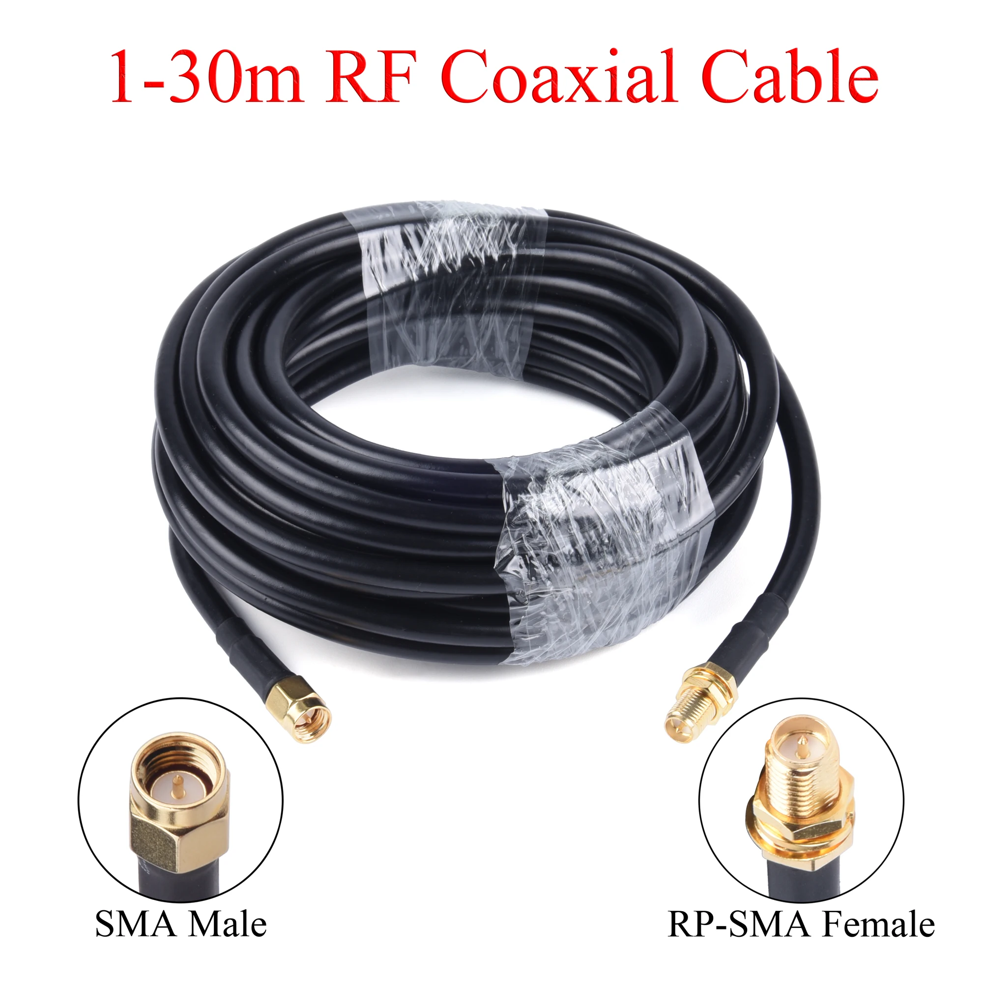 

1-30M RG58/50-3 RF Coaxial Cable SMA Male to RP-SMA Female Extension Wire For 4G LTE Cellular Amplifier Signal Booster Antenna