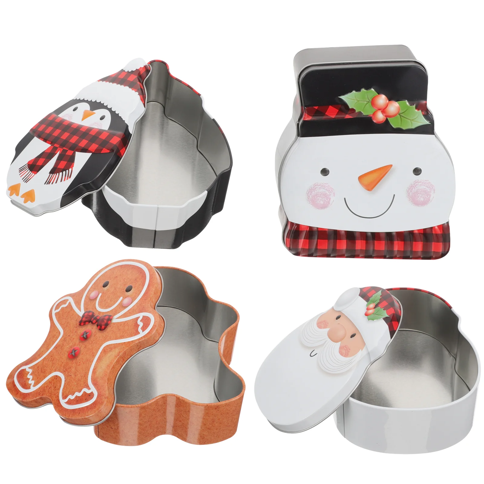 

Christmas Cookie Tins Santa Claus Snowman Candy Biscuits Box Tinplate Cookie Containers Xmas Bakery Treat Boxes Xmas Holiday