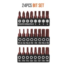 24pcs Torx Bit Set Crv Screwdriver Bits 1/4 Hex Shank Electric Screw Driver Star Bit Set Special Matching Drill For Screwdriver
24pcs Torx Bit Set Crv Screwdriver Bits 1/4 Hex Shank Electric Screw Driver Star Bit Set Special Matching Drill For Screwdriver