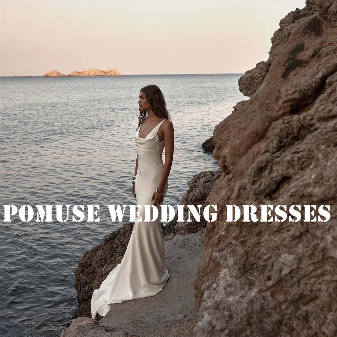 POMUSE Ivory Sleeveless Wedding Dresses Cowl Neck Satin Backless Wedding Bride Gown Custom Made Vestido De Novia for Women
POMUSE Ivory Sleeveless Wedding Dresses Cowl Neck Satin Backless Wedding Bride Gown Custom Made Vestido De Novia for Women