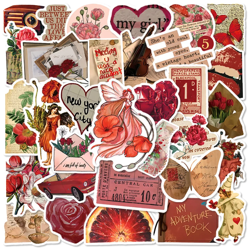 10/30/50pcs Vintage Art Red Flower Stickers Aesthetic Graffiti Waterproof Decals DIY Stationery Cute Cartoon Sticker for Kid Toy
10/30/50pcs Vintage Art Red Flower Stickers Aesthetic Graffiti Waterproof Decals DIY Stationery Cute Cartoon Sticker for Kid Toy