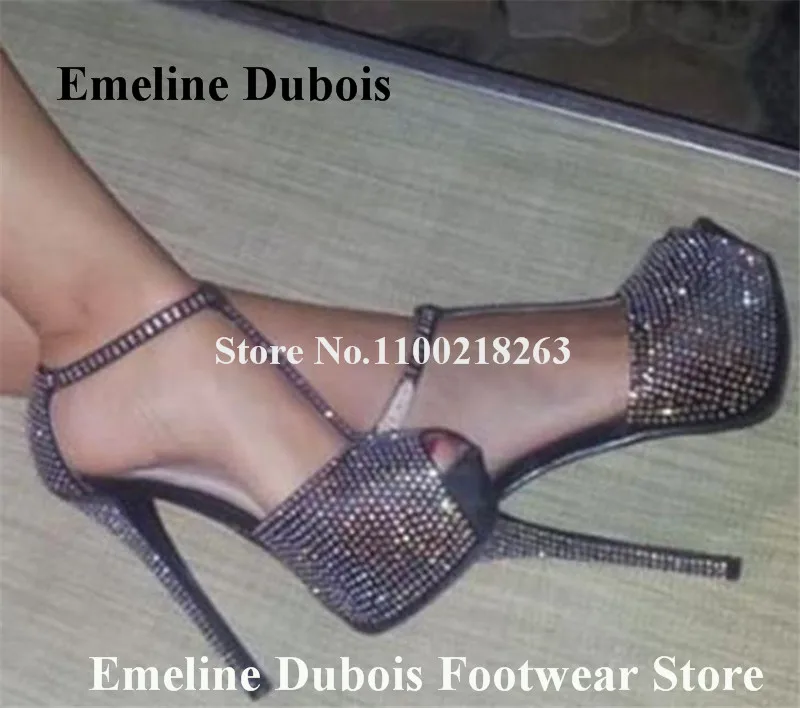 Bling Bling Rhinestones Sandals Emeline Dubois Peep Toe Shining Crystals High Platform Stiletto Heel Sandals Party Big Size Shoe
Bling Bling Rhinestones Sandals Emeline Dubois Peep Toe Shining Crystals High Platform Stiletto Heel Sandals Party Big Size Shoe