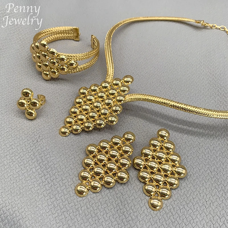 4Pcs Golden Jewellery Sets 18K Gold Plated Jewelry Set Women Chunky Necklace Earring Bracelet Ring Italian Wedding Party Gifts 5 Mallzona Sad5497370a8e4d94960b026347655b08B 4Pcs Golden Jewellery Sets 18K Gold Plated Jewelry Set Women Chunky Necklace Earring Bracelet Ring Italian Wedding Party Gifts Mallzona