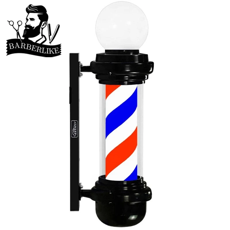 

Barber 27''Pole Hair Salon Open Sign Red Blue White LED Strips Wall Mount Rotating Light IP54 Waterproof Save Energy Barbershop