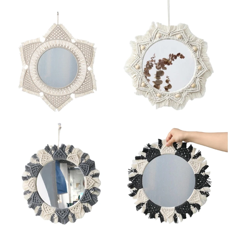 Hanging Wall Mirror Woven Macrame Tassel Mirror Handmade Makeup Mirrors Ornament for Apartment Bedroom Decoration
Hanging Wall Mirror Woven Macrame Tassel Mirror Handmade Makeup Mirrors Ornament for Apartment Bedroom Decoration