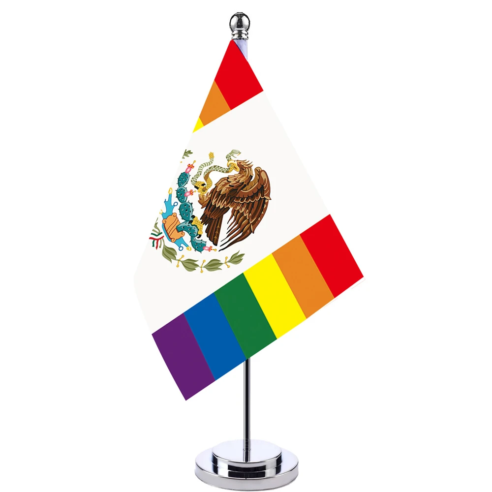 

14x21cm Office Desk Small Banner Rainbow Mexico Eagle Meet Meeting Room Boardroom Table Hanging LGBT Flags