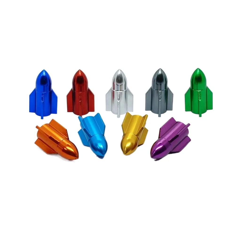 

Multicolor Car Tire Valve Cap Aluminum Alloy Dustproof Motorcycles Air Dust Cap Universal Rocket Shape