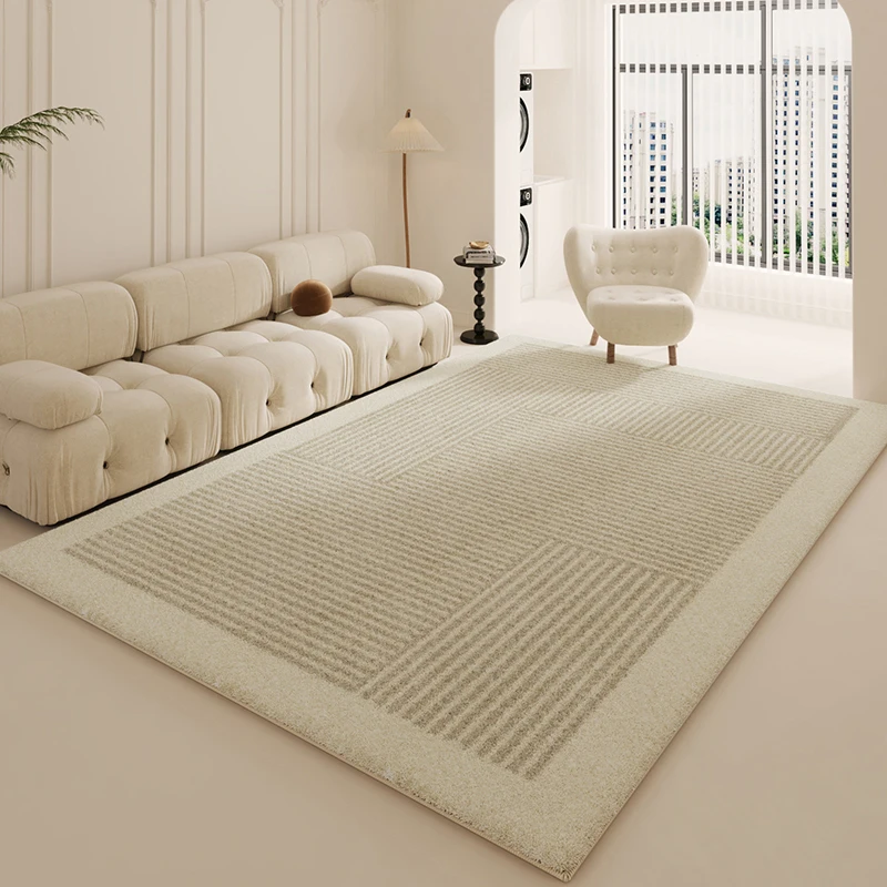 

Cream Style Living Room Large Area Carpets Minimalist Lines Bedroom Carpet Beige Cloakroom Rug Plush Soft Balcony Rugs Alfombra