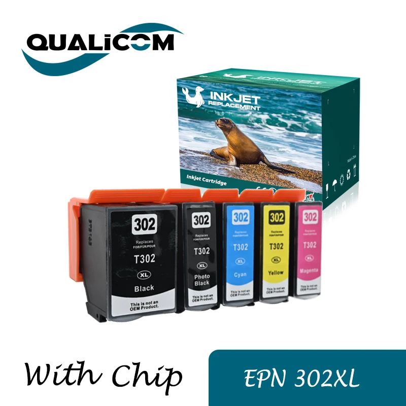

5 Packs 302XL Remanufacture Ink Cartridge compatible Epson Expression Premium T302 T302XL use for Epson XP-6000 XP-6100 Printer