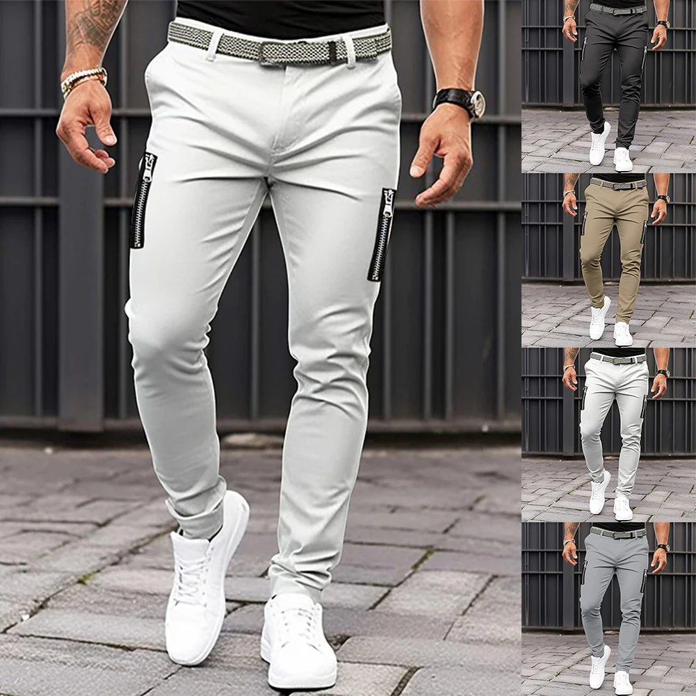 

Mens Slim FIT Stretch Chino Trousers Casual Flat Front Flex Classic Full Pants Breathable Outdoor Sports Soft Daily Business