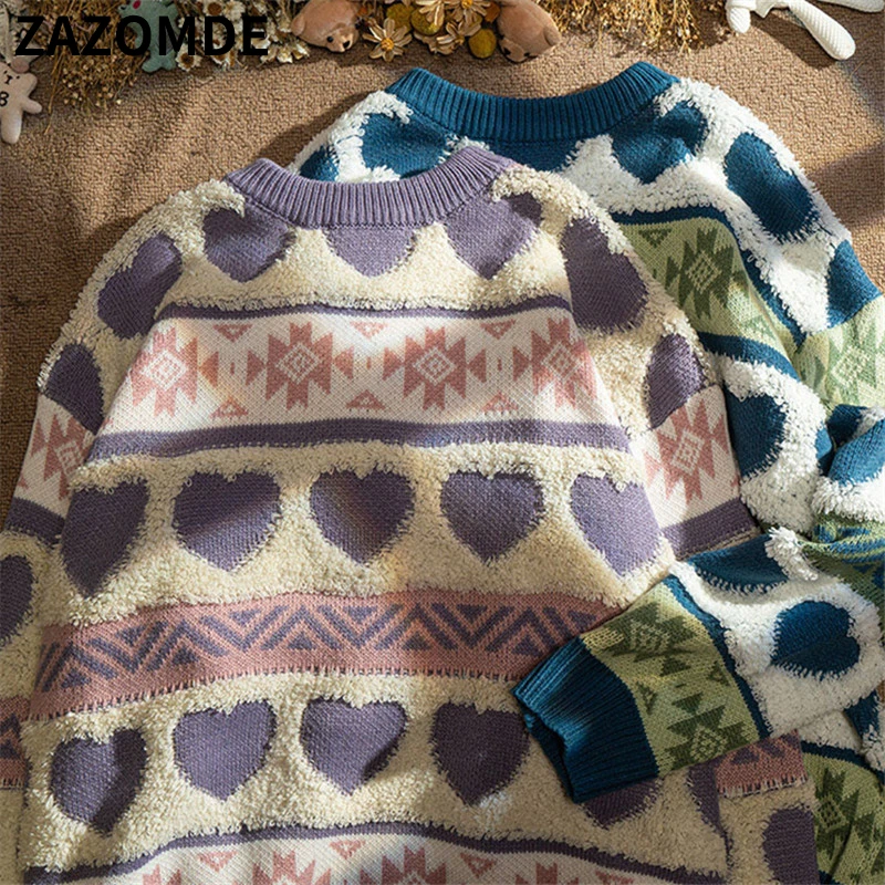 ZAZOMDE Couple Heart-shaped Sweater Knitwear Autumn Winter O Neck Loose Retro Pullover Long Sleeve Casual Love Fashion Pullover
ZAZOMDE Couple Heart-shaped Sweater Knitwear Autumn Winter O Neck Loose Retro Pullover Long Sleeve Casual Love Fashion Pullover