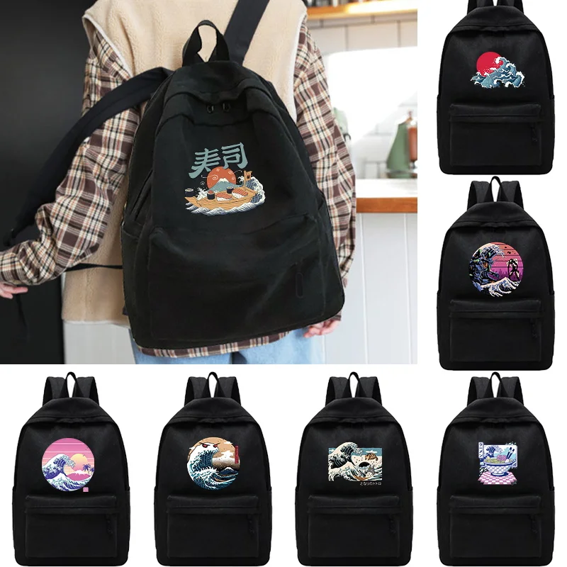 

For Women's Bag Commute Shoulders Backpacks Teen College Bookbag Wave Print Backpack Unisex Casual Large Capacity Laptop Bags