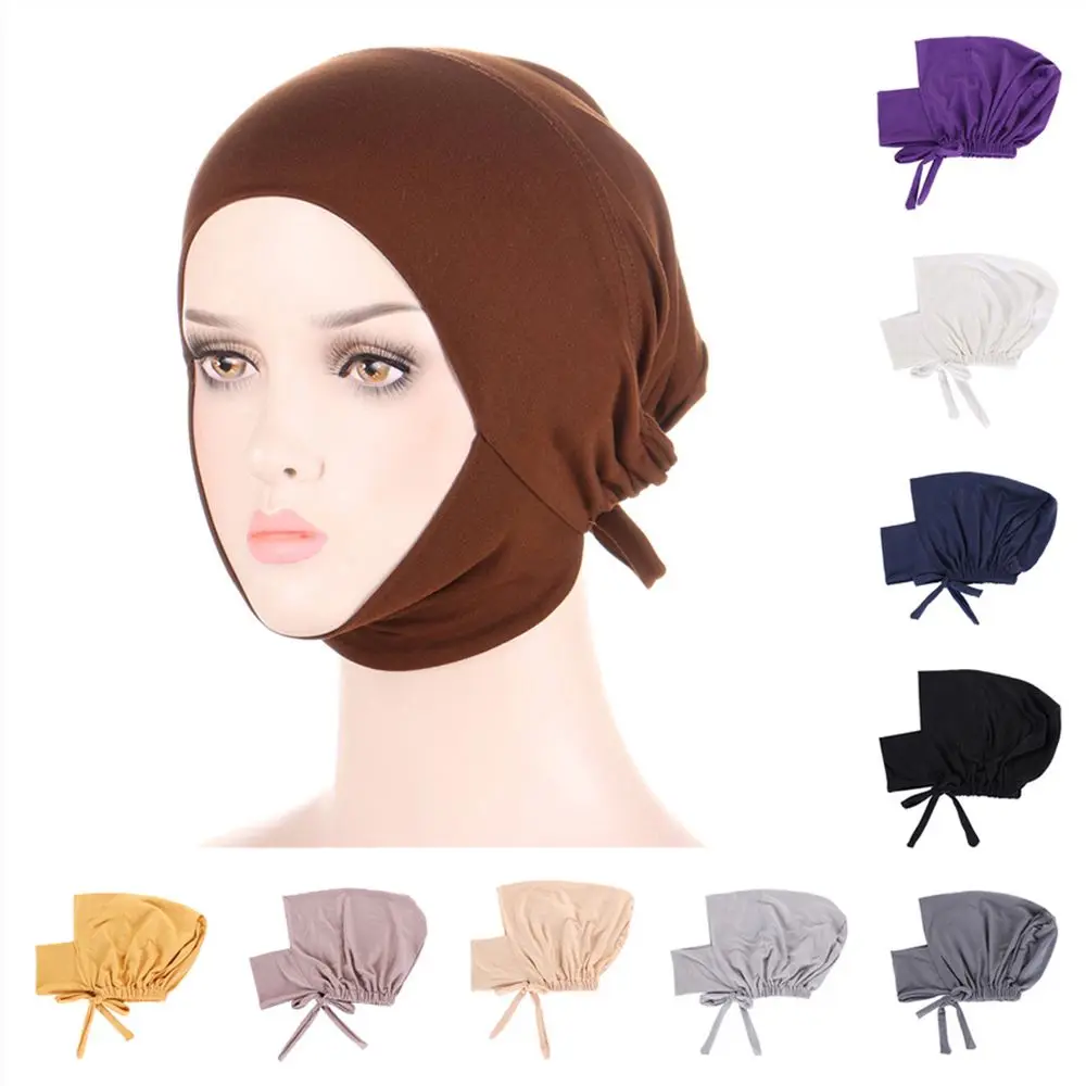 

Soft Stretch Arab Turban Bonnet Female Headscarf Inner Hijab Caps Headwrap Islamic Cap