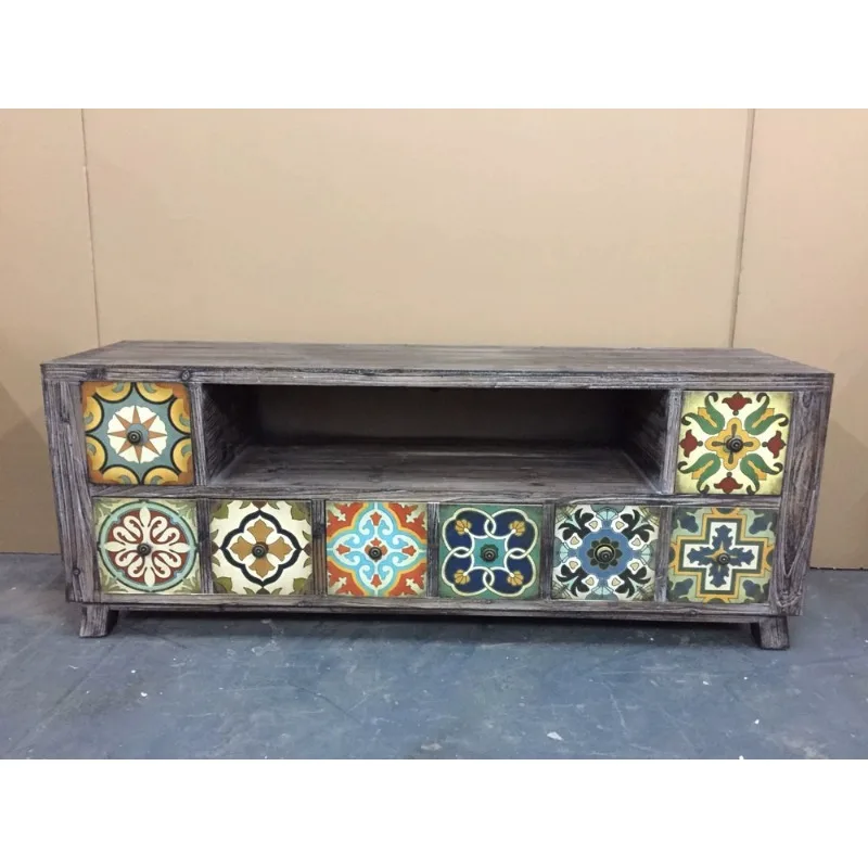 American country Mediterranean style vintage decorative cabinet simple TV cabinet living room solid wood coffee table
American country Mediterranean style vintage decorative cabinet simple TV cabinet living room solid wood coffee table