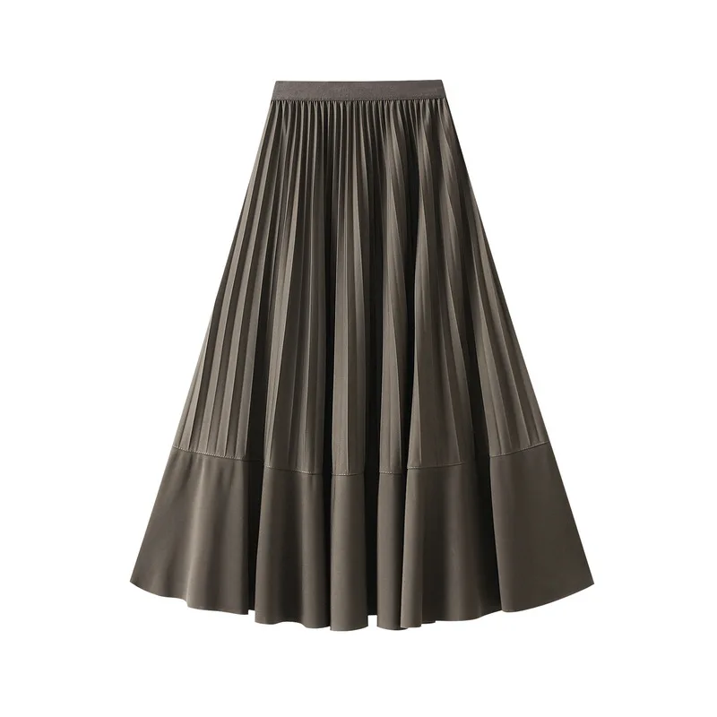 

Pleated For Women In Autumn 2024, New High Waisted Drape Half A-Line Skirt, Slimming And Large Hem, Mid Length Skirt 8820