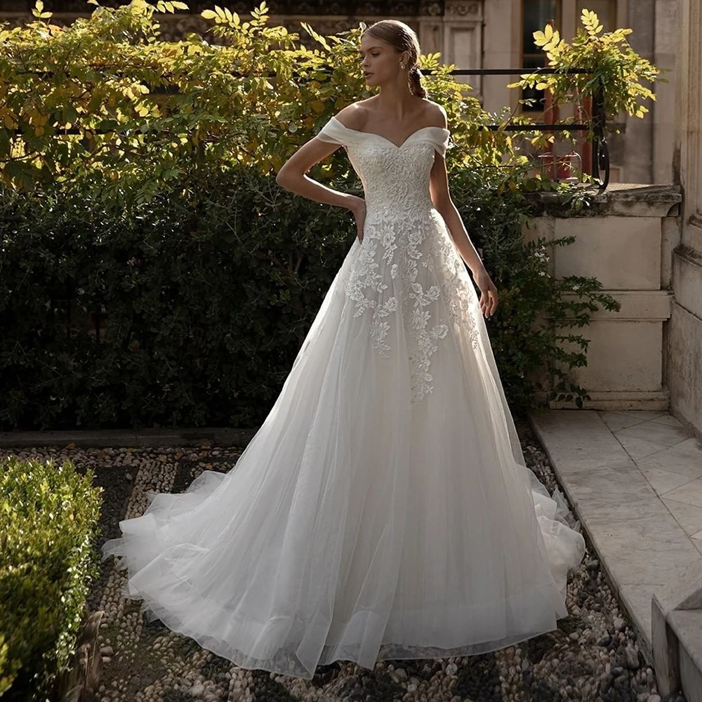 Thinyfull Appliques Lace Boho Wedding Dresses A Line Off The Shoulder Bride Dress Princess Corset Lace Up Bridal Party Gowns
Thinyfull Appliques Lace Boho Wedding Dresses A Line Off The Shoulder Bride Dress Princess Corset Lace Up Bridal Party Gowns