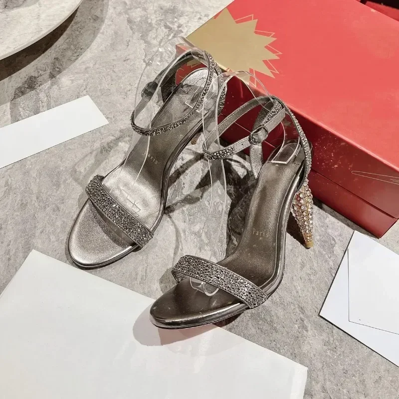 

Top Quality Womens High Heels Luxury Fashion Ladies Crystal Glisten Red Sole Shoes Classic Retro Designer 10cm High heel