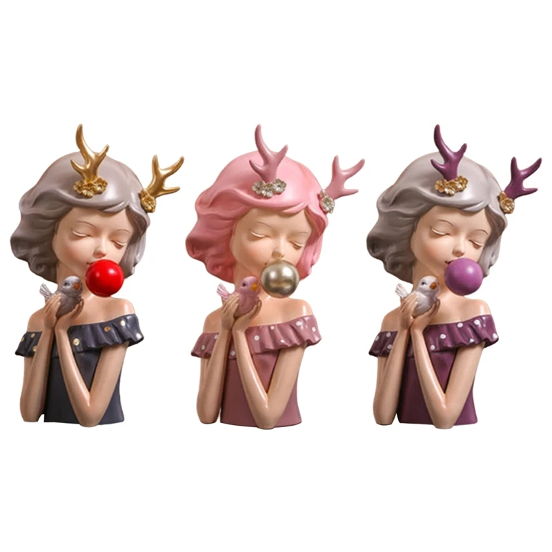 Home Decoration Sculpture Bubble Gum Girl Statue Fashion Resin Figurine Modern Chic Cabinet Decoration 
Home Decoration Sculpture Bubble Gum Girl Statue Fashion Resin Figurine Modern Chic Cabinet Decoration
