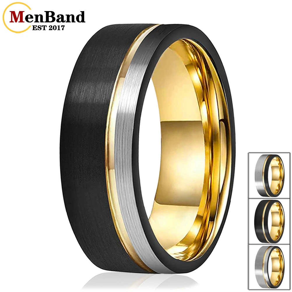 

MenBand Classic 6/8MM Men Women Tungsten Carbide Wedding Ring Offset Grooved Brushed Finish Comfort Fit Free Shipping Size 5-15