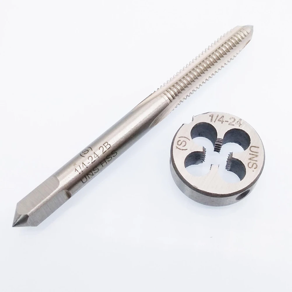 1/4-24 UNS Tap And Die Set High Quality HSS Thread Tap With Round Threading Die Right Hand Twenty-four Per Inch Handle Tools
1/4-24 UNS Tap And Die Set High Quality HSS Thread Tap With Round Threading Die Right Hand Twenty-four Per Inch Handle Tools