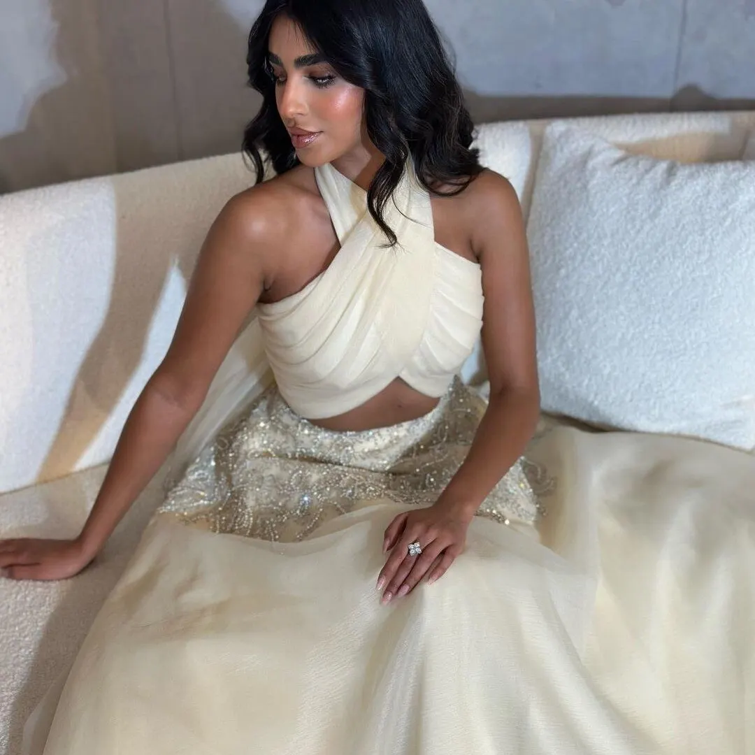 Santorini Two Pieces Dresses Saudi Arabia Women Prom Party Halter Neck Sleeveless Vestidos De Noche Beaded Sash Evening Dress
Santorini Two Pieces Dresses Saudi Arabia Women Prom Party Halter Neck Sleeveless Vestidos De Noche Beaded Sash Evening Dress