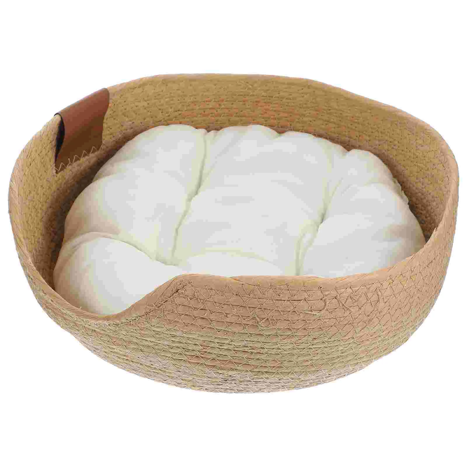 

Four Seasons Cat Bed Woven Removable Upholstery Sleeping House Cat Scratch Floor Rattan Washable Cats Pet Products Accessories