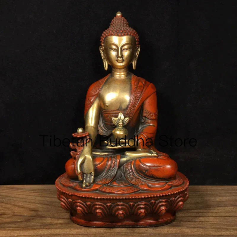 

21 см непальская Чистая Медь позолоченная реальная фотография Шакьямуни фармацевтический Будда