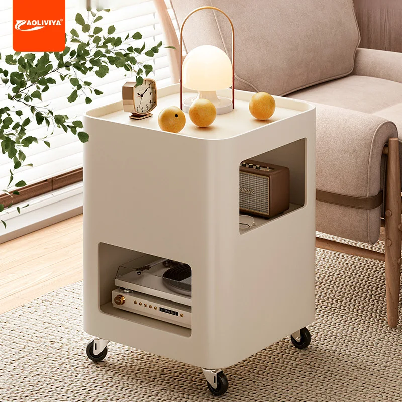 

Aoliviya Cream Living Room Sofa Side Table Movable Side Cabinet Simple Corner Table Bedside Small Coffee Table Storage Rack with