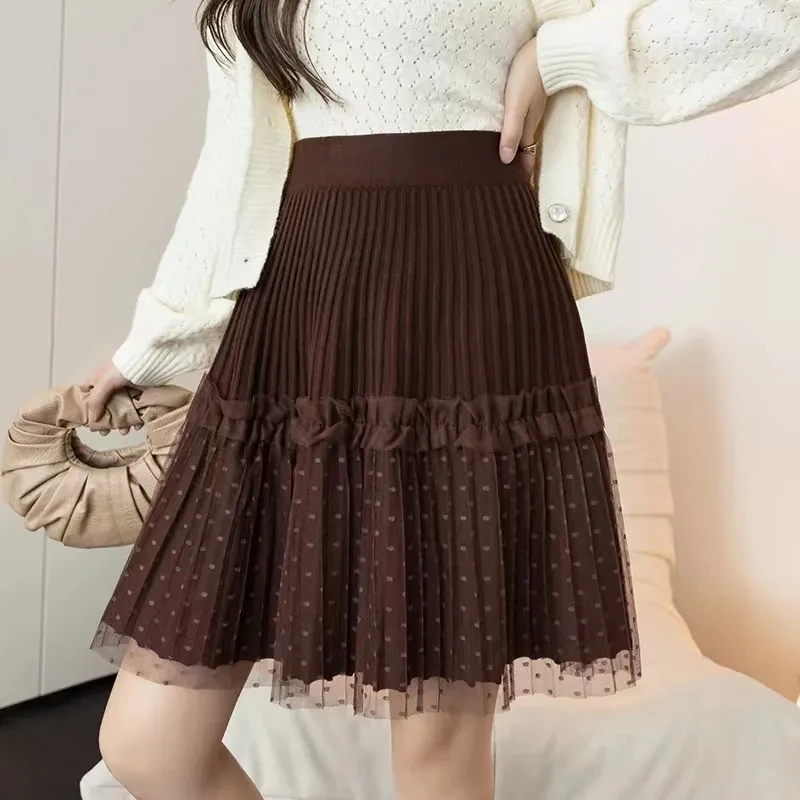 2024 New Autumn Winter Mesh Spliced Knit Mini Skirt Women's Clothes Spring Fashion High Waist A-line Short Skirts Pleated Skirt
2024 New Autumn Winter Mesh Spliced Knit Mini Skirt Women's Clothes Spring Fashion High Waist A-line Short Skirts Pleated Skirt