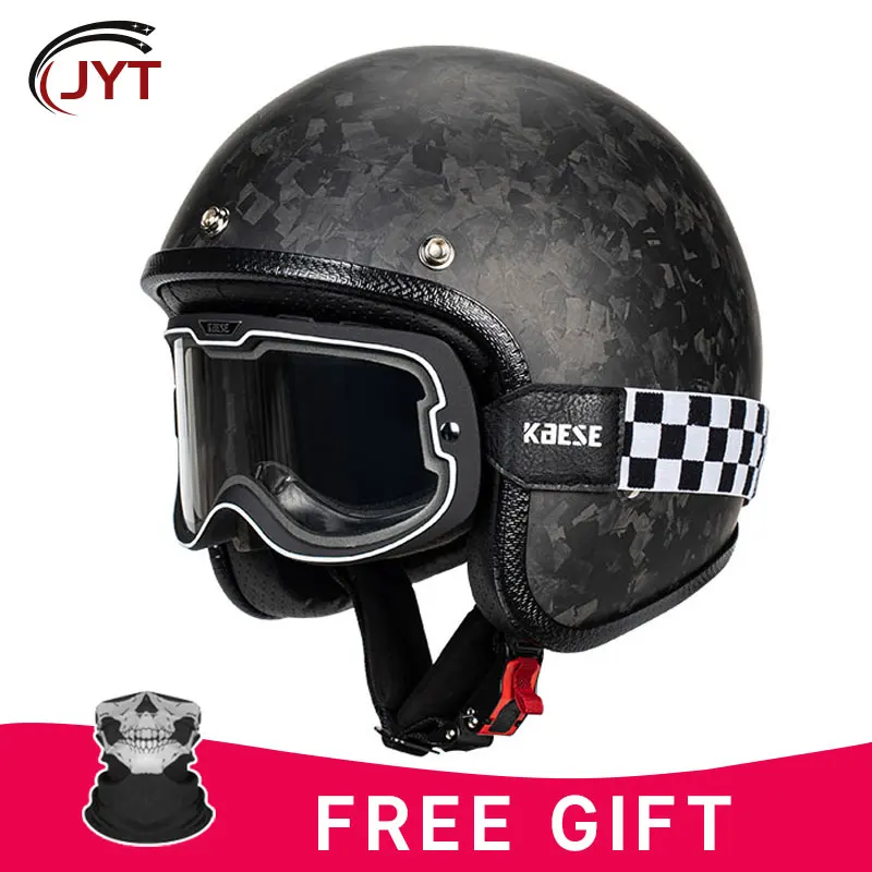 

Retro 3/4 Open Face Motorcycle Helmet Carbon Fiber Material Jet Helmets for Cafe Racer Vintage Racing Half Face Helmet Cascos