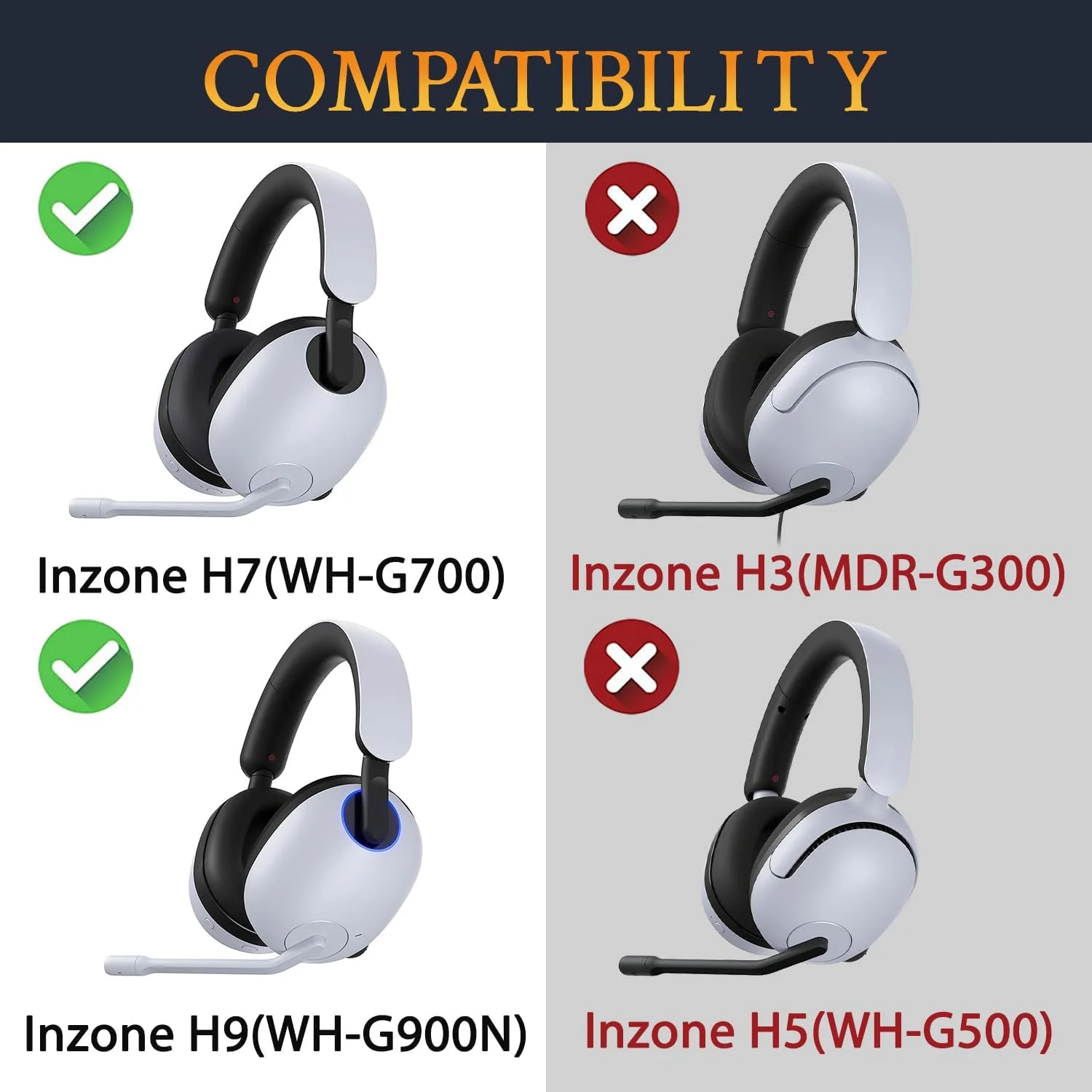 Earpads for Sony Inzone H7(WH-G700)/H9(WH-G900N) Wireless Gaming Headset, Ear Pads Cushions with Softer Protein Leather Earpads for Sony Inzone H7(WH-G700)/H9(WH-G900N) Wireless Gaming Headset, Ear Pads Cushions with Softer Protein Leather
