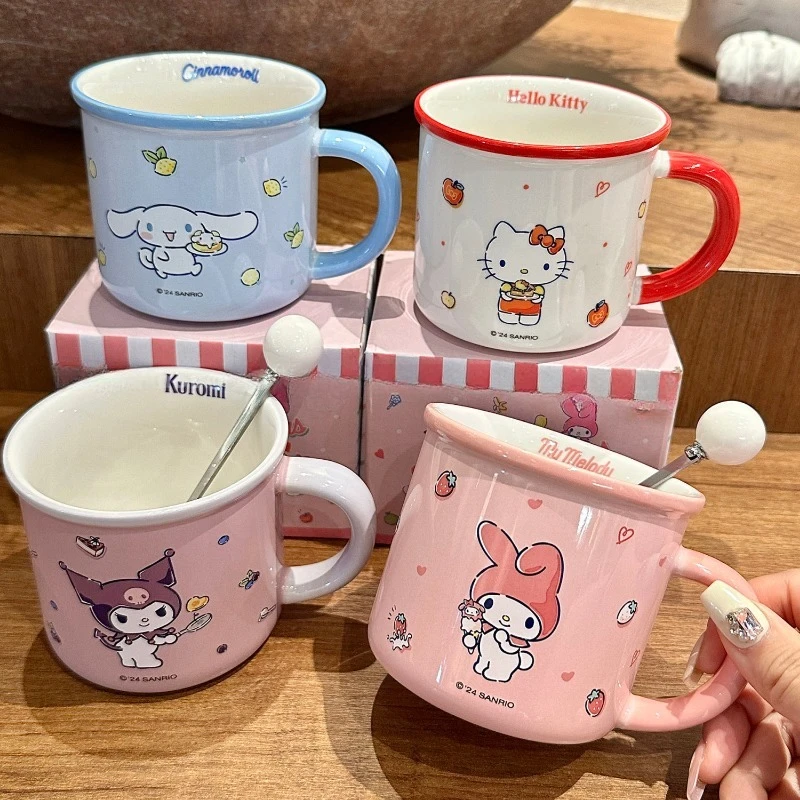 

Sanrio Hello kitty kuromi My melody Cinnamoroll cute kawaii anime character mug gift simple creative cartoon water cup wholesale