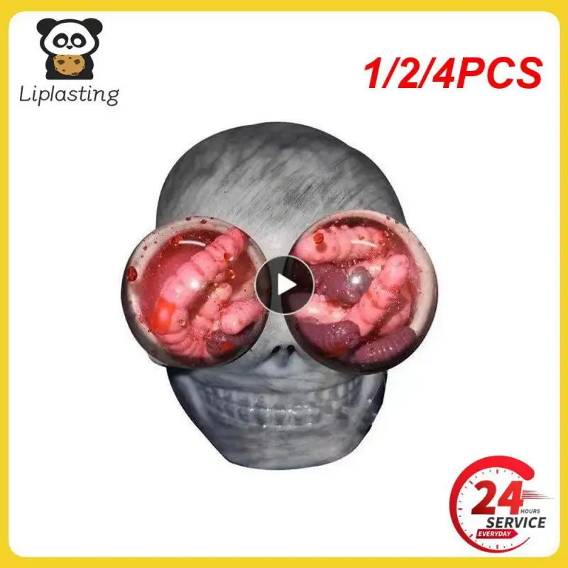 

1/2/4PCS Skull Relief Toy New Skull Squeeze Balls Squishy Horror Skull Stress Relief Toy Simulation Skull Pump Tricky Prank