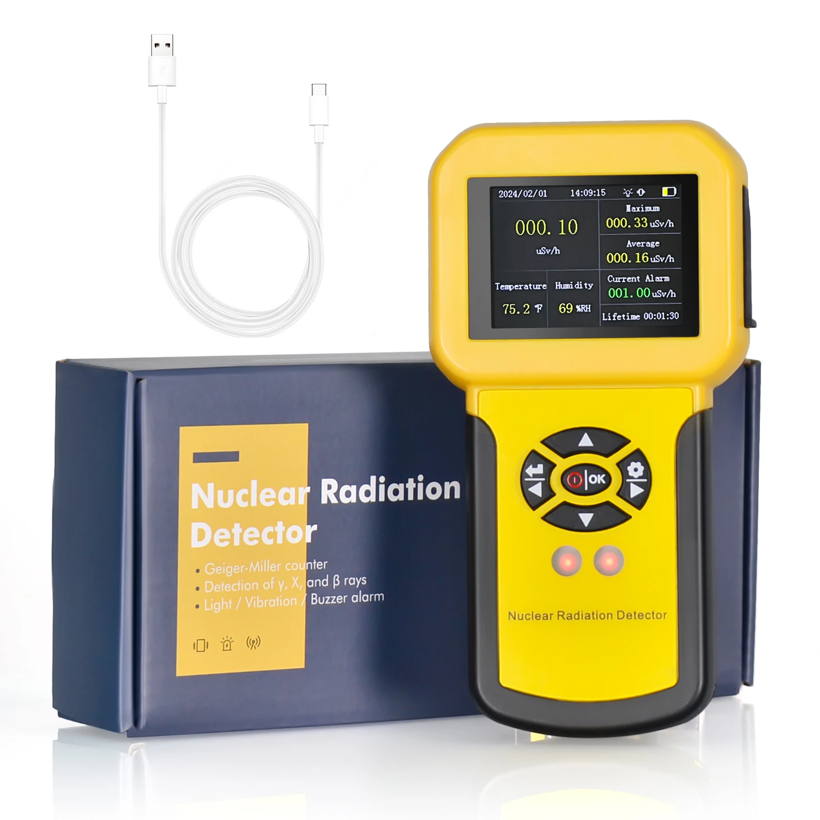 

HoldPeak Nuclear Radiation Detector Geiger Counter X-ray γ-ray β-ray Detector Marble Radioactivity Tester Personal Dosimeter