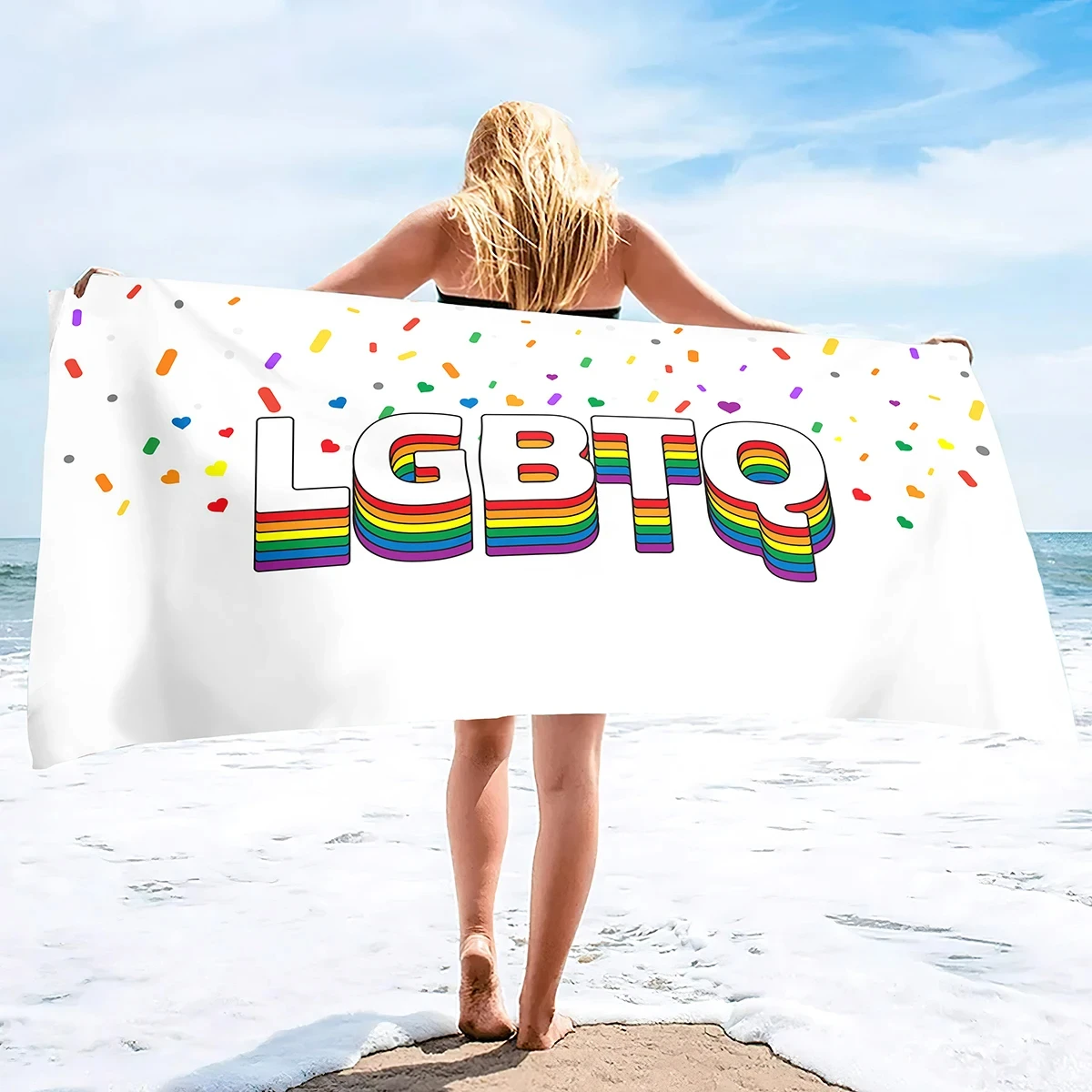 

Microfiber Rainbow Beach Towel LGBT Gay Pride Bath Towel Absorbent Sand Proof Quick Dry Pool Towels For Sport Spa Gym Swimming