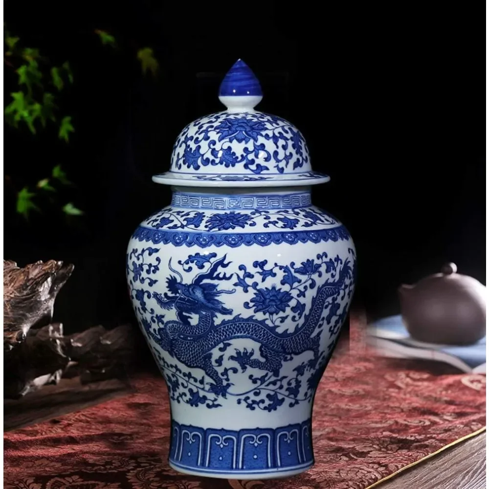 

Vase Classic Blue and White Porcelain Dragon Temple Ceramic Ginger Jar Vase Home Decorations Free Shipping Decor Garden