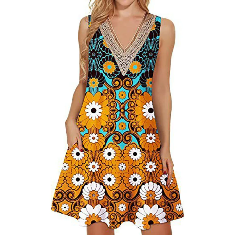 Vintage Boho Floral Printed Dresses Women's Casual Sleeveless V-Neck Beach Dress Ladies Classical Party Dresses
Vintage Boho Floral Printed Dresses Women's Casual Sleeveless V-Neck Beach Dress Ladies Classical Party Dresses