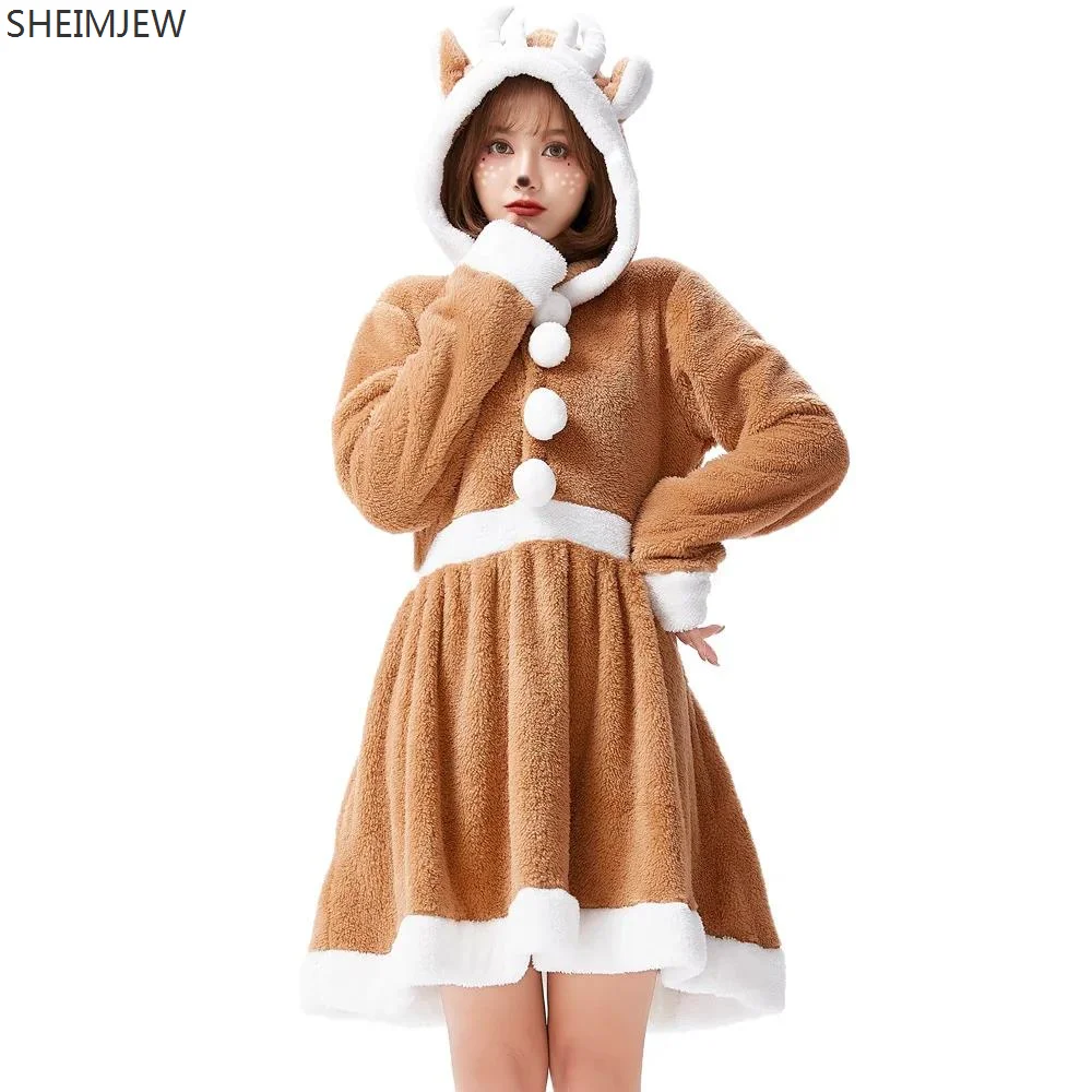 2024 Women Christmas Cute Reindeer Short Dress Cute Elk Cosplay Animal Costume Khaki Sleepwear Night Skirt Loose Pajamas
2024 Women Christmas Cute Reindeer Short Dress Cute Elk Cosplay Animal Costume Khaki Sleepwear Night Skirt Loose Pajamas