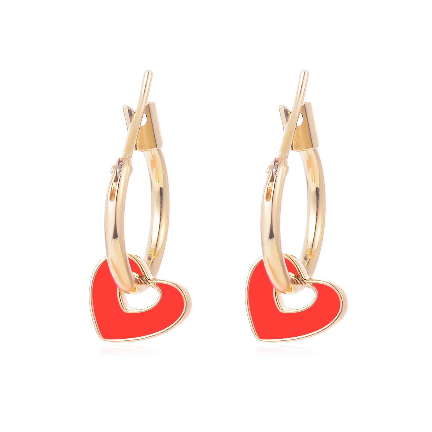 

2022 New Sweet Love Heart Drop Earrings for Women Girls Round Circle Korean Fashion Statement Wedding Jewelry