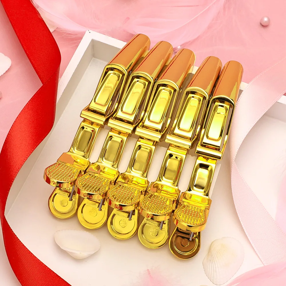 

5Pcs/set Golden Plastic Hair Clip Hairdressing Hairpin Hair Accessories Clamps Claw Section Alligator Clips Barber Styling Tools