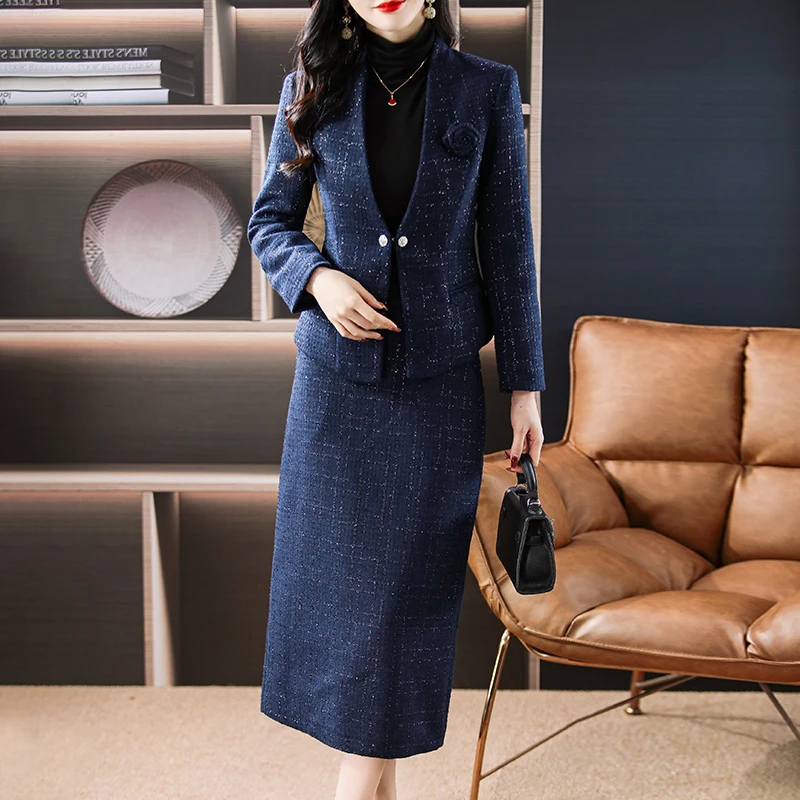 Senior sense suit dress set for women 2023 autumn and winter new mother slimming two-piece dress
Senior sense suit dress set for women 2023 autumn and winter new mother slimming two-piece dress