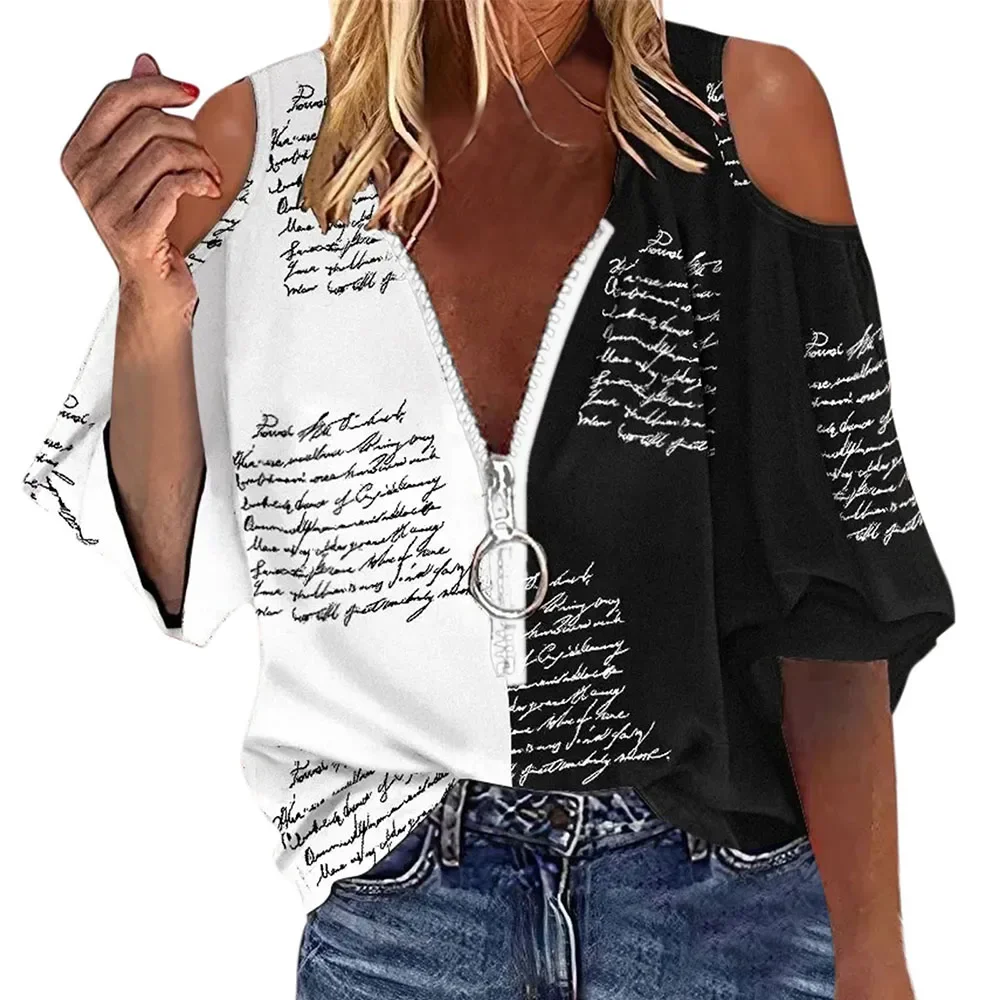 2024 Women's Tops Loose Elegant Off Shoulder Shirt Blouse New Casual Letter Print V Neck Zipper Shirt Long Sleeve Top for Women
2024 Women's Tops Loose Elegant Off Shoulder Shirt Blouse New Casual Letter Print V Neck Zipper Shirt Long Sleeve Top for Women