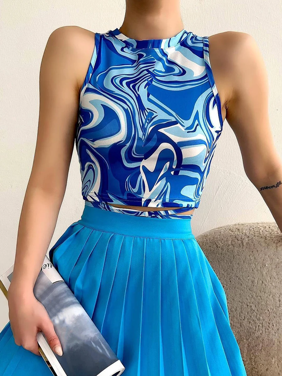 Fashion Irregular Print Vest Women Tank Tops Tie Up Crew Neck Camis Summer Slim Fit Sleeveless Cropped Top Sexy Shirt Streetwear
Fashion Irregular Print Vest Women Tank Tops Tie Up Crew Neck Camis Summer Slim Fit Sleeveless Cropped Top Sexy Shirt Streetwear