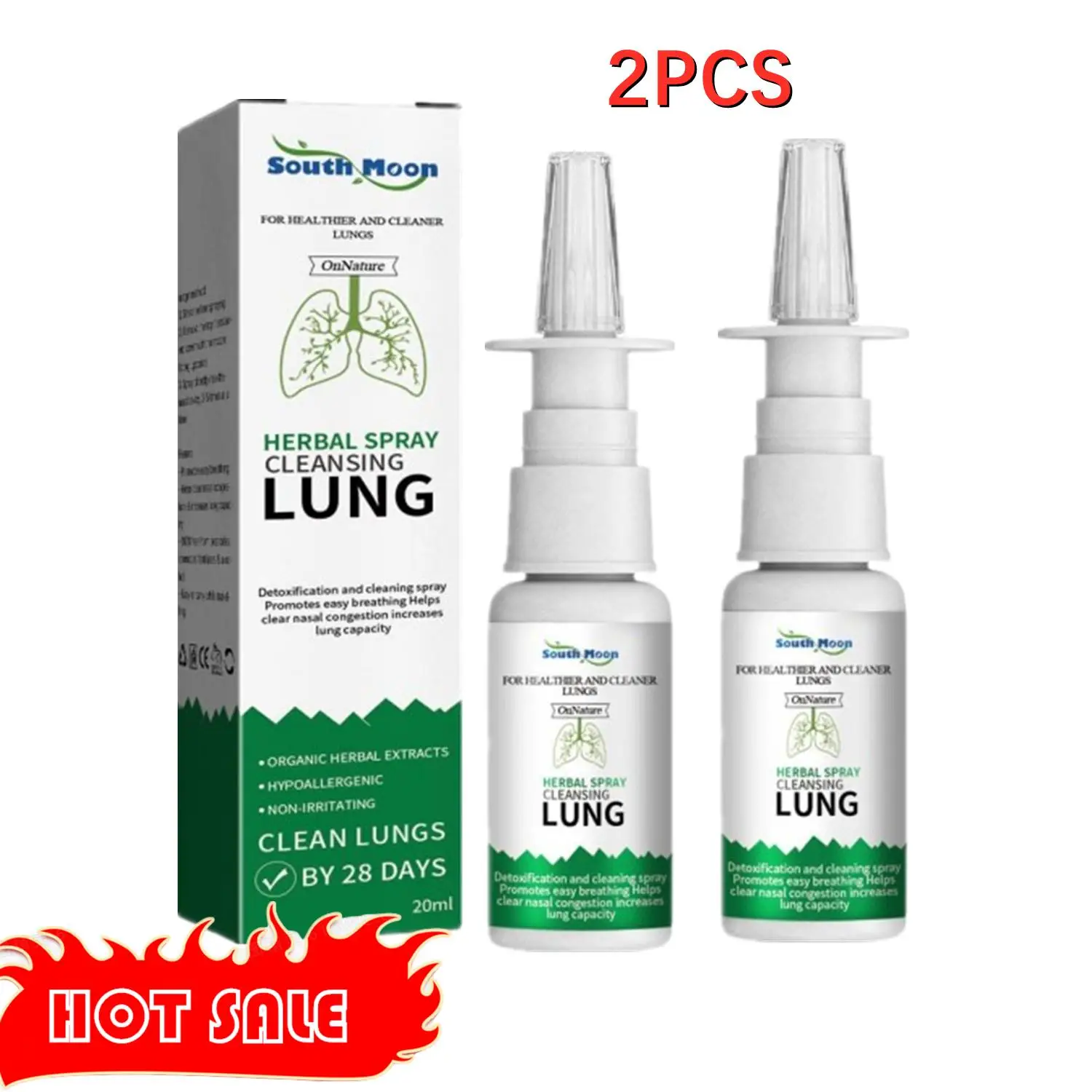 

2PCS Lung Detox Herbal Cleanser Spray For Smokers Clear Nasal Congestion Anti Snoring Solution Stop Snore Relief Spray Nose 20ml