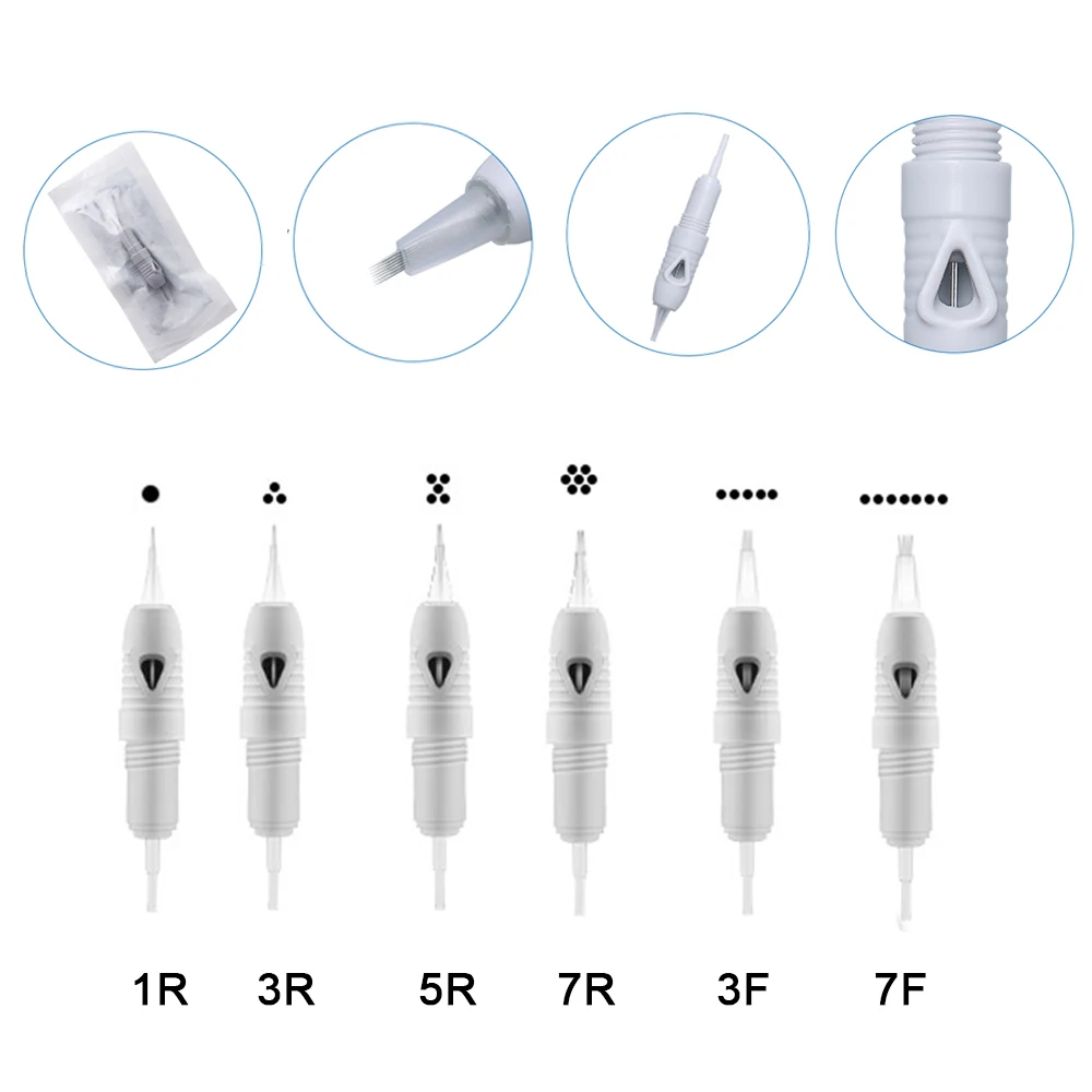 

10pcs/lot Tattoos Cartridge Needle Disposable 8mm Screw Gray For Premium Charmant Permanent Tattoo Machine Pen 1R 3R 5R 7R 5F 7F
