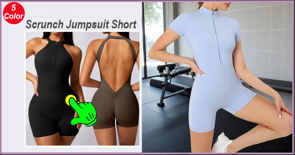 Zipper Dance Gym Jumpsuit Short Sleeve Playsuit Women Romper Sexy Yoga Fitness Overalls One Piece Sports Suit Workout Clothes 28 Sad867d0294dd4bb38b592a8f0ad61f54g