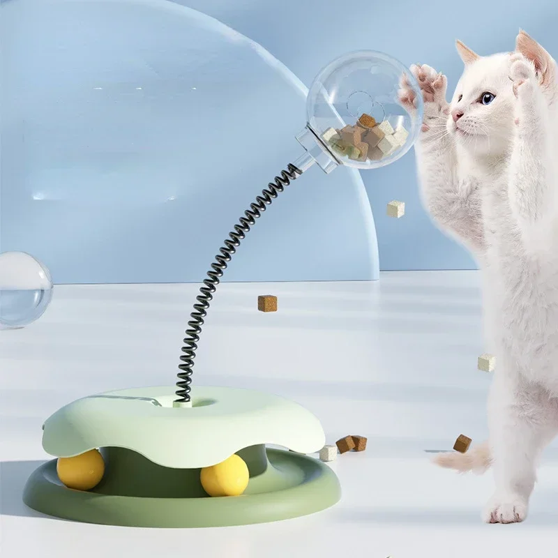 

Cat Toy Cat Turntable with Spring Leaky Food Ball Cat Play Plate Cat Fun Cat Interactive Treats Pet Product Accessories