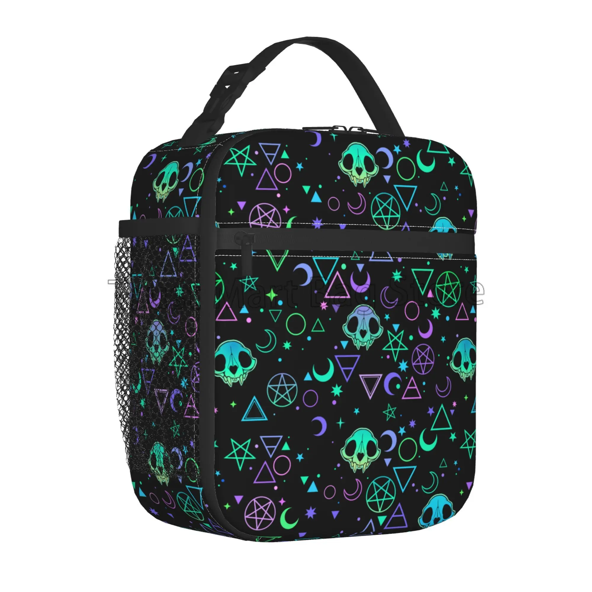 

Magic Skulls Insulated Lunch Bag Reusable Portable Waterproof Lunch Box Cooler Thermal Oxford Bento Tote for Work Picnic Travel